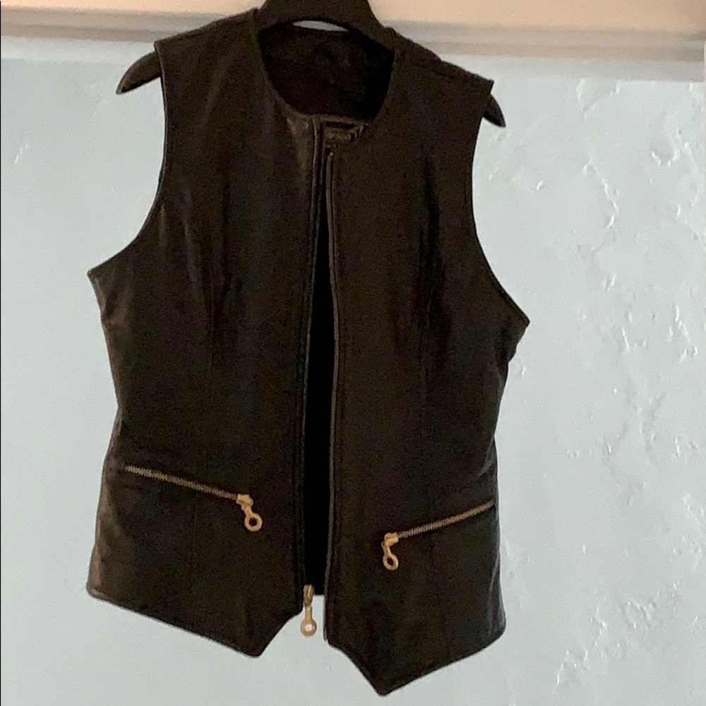 Rem Grayson leather no sleeve jacket
